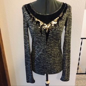 Miss me size medium sequins and beaded lace wings